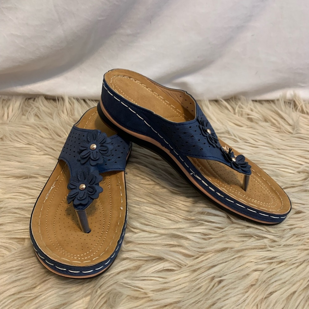 Royal Blue Floral Sandals